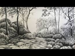 forest drawing pencil sketch
