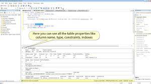 shortcut to see table properties in sql