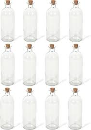 Set Of 6 Large Round Glass Bottles