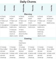 Daily Chore Chart Template Chores Schedule Template