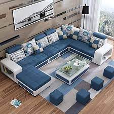 living room plain u shape sofa set