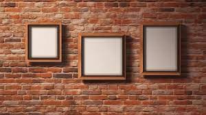 A Picture Frames Hanging On A Brick Wall