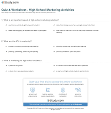 Quiz Worksheet High School Marketing Activities Study Com