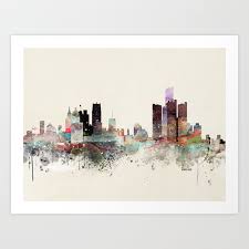Detroit Michigan Skyline Art Print By