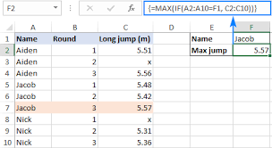 excel max if formula to find largest