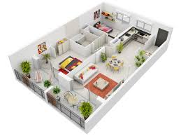 best 5 three bedroom 3d house plans