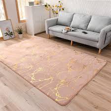 pink rug soft gold marble metallic