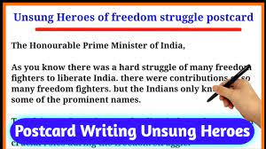 Postcard Writing Unsung Heroes of freedom struggle in English - YouTube