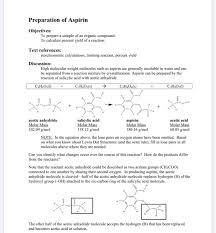 Aspirin Data Sheet Name Date Lab