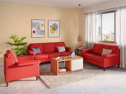 flight 3 seater fabric sofa in red