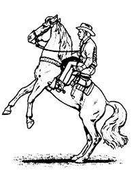 Colouring page of a rearing horse. Cowboy Rearing On His Horse Coloring Page Coloring Sun