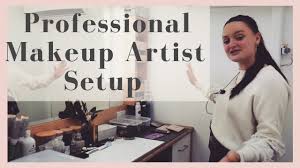 professional makeup artist setup on