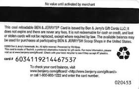 Ben and jerry's gift card. Gift Card Cool Ben Jerry S United States Of America Ben Jerry S Col Us Ben Jerry S 0002