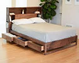Modern Bed With Headboard Storage And