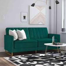 Skylar Sprung Seat Sofa Bed Green Velvet