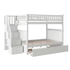 Twin over twin bunk beds are the most popular choice and are widely available in wood or metal versions. Atlantic Furniture Columbia Staircase White Full Over Full Bunk Bed With Twin Urban Trundle Bed Ab55852 The Home Depot