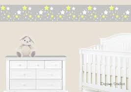 star baby nursery yellow gray wallpaper