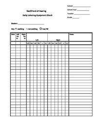 Hearing Aid Daily Check Worksheets Teaching Resources Tpt