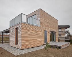 a wooden modular family house that was