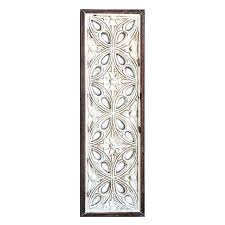 Carved White Wood Panel Decor 10x32