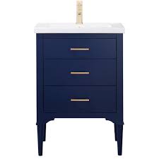 24 inch bathroom vanities : Design Element Mason 24 In W X 18 In D Bath Vanity In Blue With Porcelain Vanity Top In White With White Basin S01 24 Blu The Home Depot