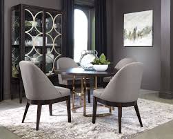 Luxe modern dining chairs become ideal dining companions when crafted of chic grey linen upholstery with white piping and a sturdy iron frame. Benton Curved Back Dining Chairs Americano And Light Grey S