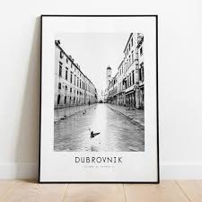 Dubrovnik City Poster Print Black And