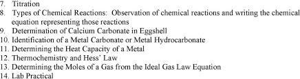 Course Outline Chem College Chemistry I