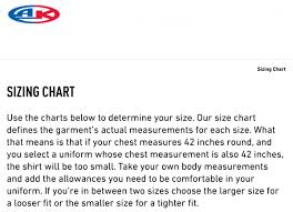 Size Chart Athletic Knit