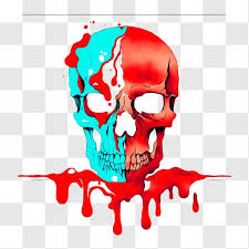 abstract skull art with red