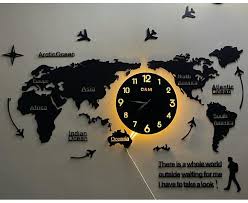 World Map Wall Clock With Rope Light