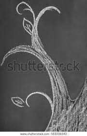 Chalk Tree Drawn On Blackboard Stock Photo 583336543 gambar png
