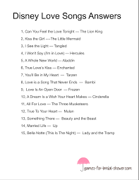 This is round 10 of the number 42 sample quiz! Free Printable Disney Love Songs Quiz
