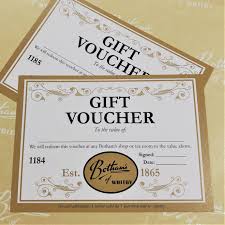bothams gift voucher numbered card
