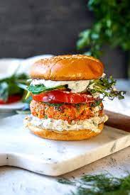 salmon burger video feasting at home
