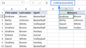 excel unique function fastest way to