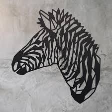 Geometric Zebra Head Wall Art Black