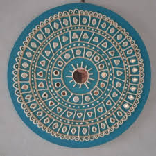 C Blue Round Lippan Art Design Wall