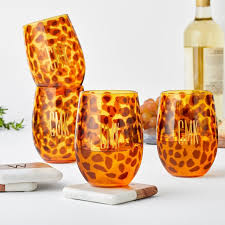 leopard animal print acrylic stemless