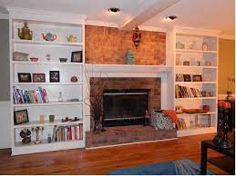 Custom Bookshelves Flanking A Fireplace