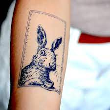 Graphique Bleu Lapin tatouage Lapin Flash Boho Tatouage Animal - Etsy France