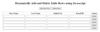 dynamically add remove table rows in