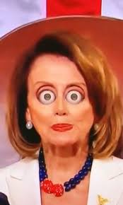 Image result for pelosi wide eyed cartoon