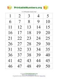 Printable Numbers Chart 1 50 Free Printable Numbers