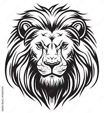 lion head black and white line art