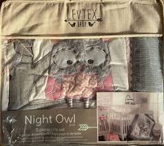 Levtex Baby Night Owl Pink 5 Pc Crib