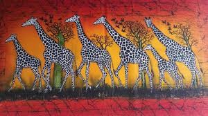 African Wall Hanging Batik Giraffes