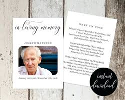Funeral Prayer Card Template Printable Memorial Service Obituary