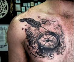 How are you supposed to see the dial if there is a bloody flower in the way? 50 Latest Compass Tattoo Design And Ideas For Men And Women