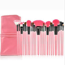plastic pink soft makeup brush set for